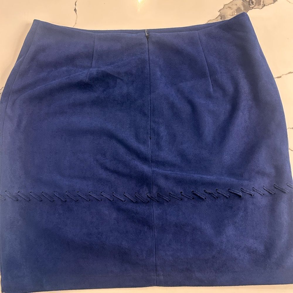 Blue Suede Embroidered Mini Skirt Lulus - Picture 4 of 5